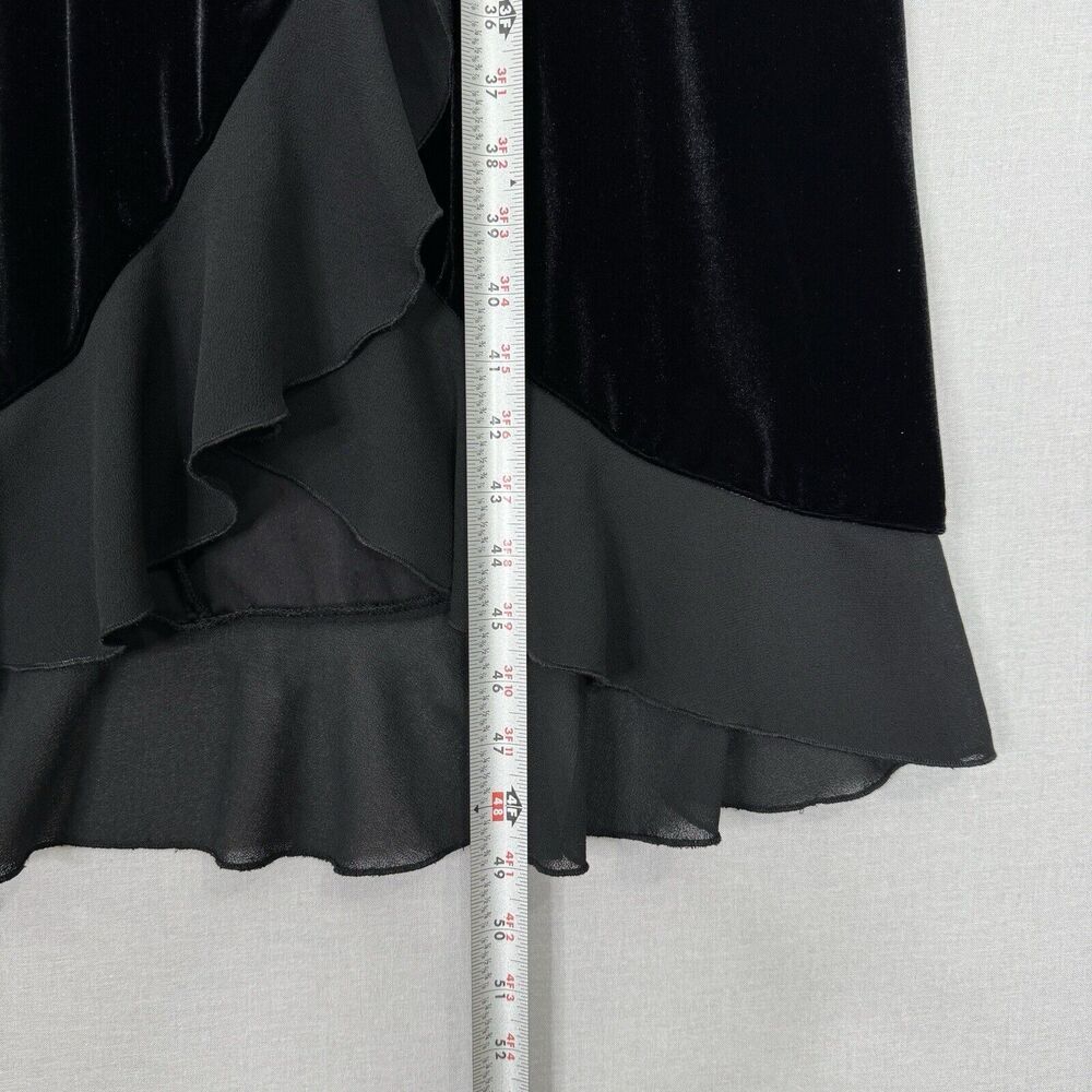 Vintage Connected Womens Dress 10 Black Velvet Babydoll Midi Whimsigoth Ruffle - Picture 5 of 11